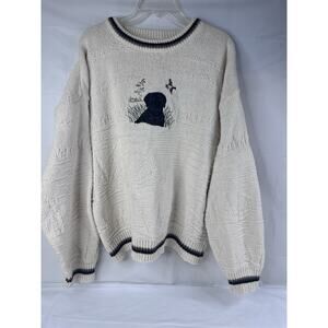 Vintage Fieldmaster 100% Cotton Grandpa Heavyweight Knit Sweater Black Lab XL